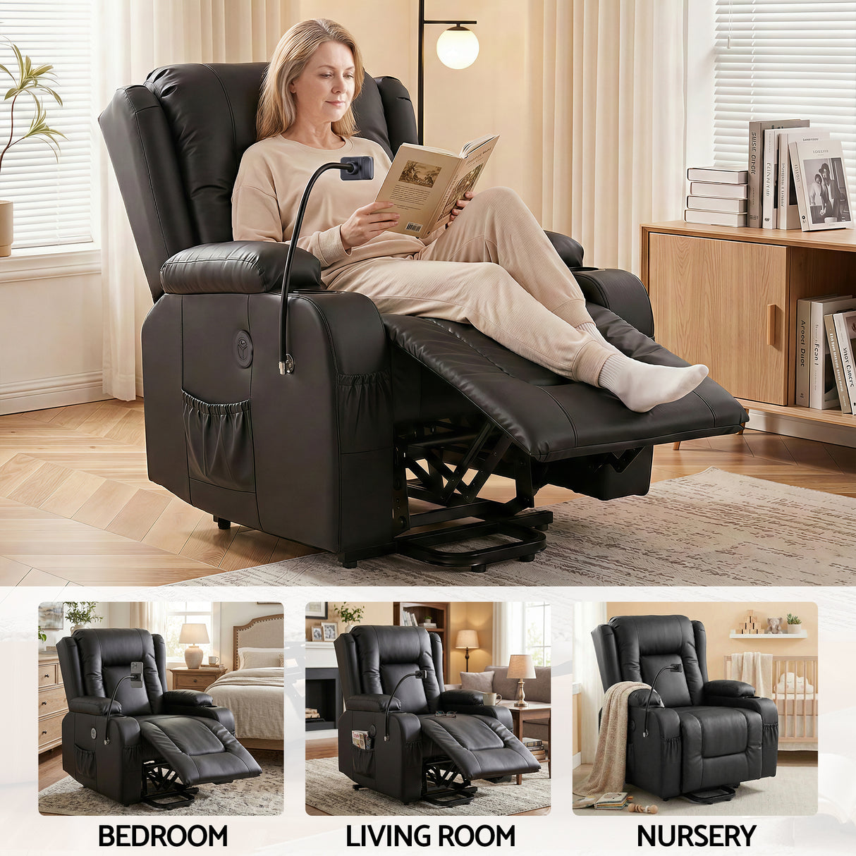 Artiss Power Lift Recliner Chair with Massage and Heat