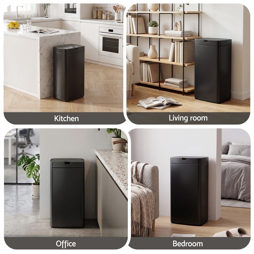 Devanti 45L Motion Sensor Bin Rubbish Automatic Black