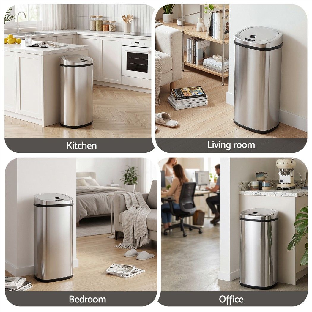 Devanti 50L Motion Sensor Bin Rubbish Automatic Silver