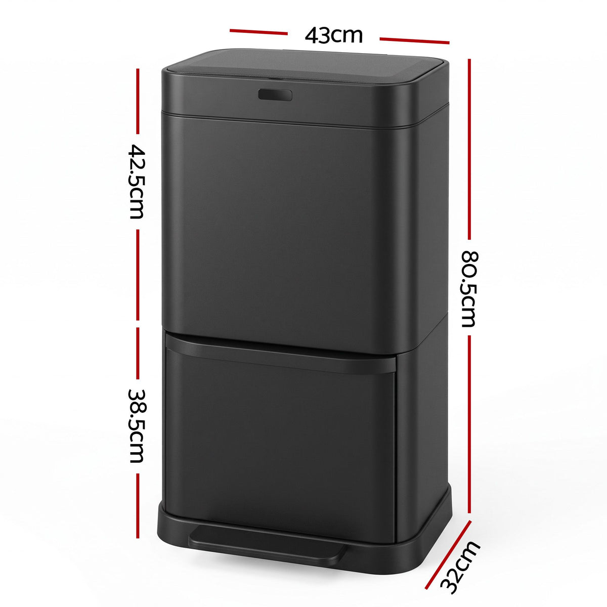 Devanti 70L Motion Sensor Bin Pedal Bins Automatic Black