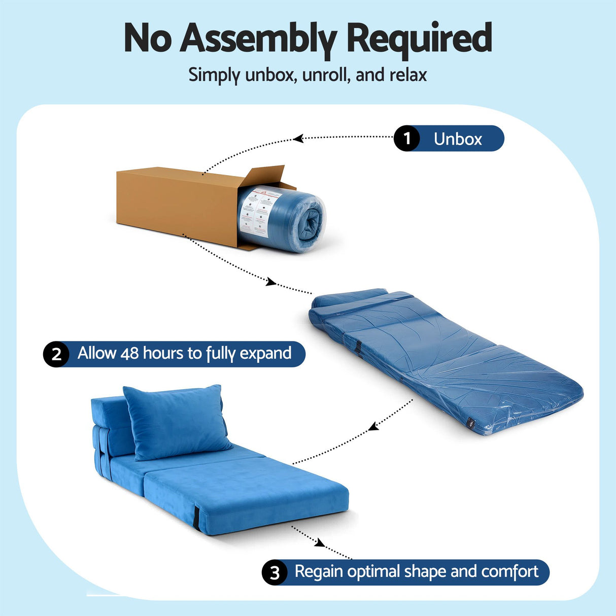 Artiss 2 Pack Folding Sofa Bed Armless Lounger Foam Floor Sofas Futons Couches