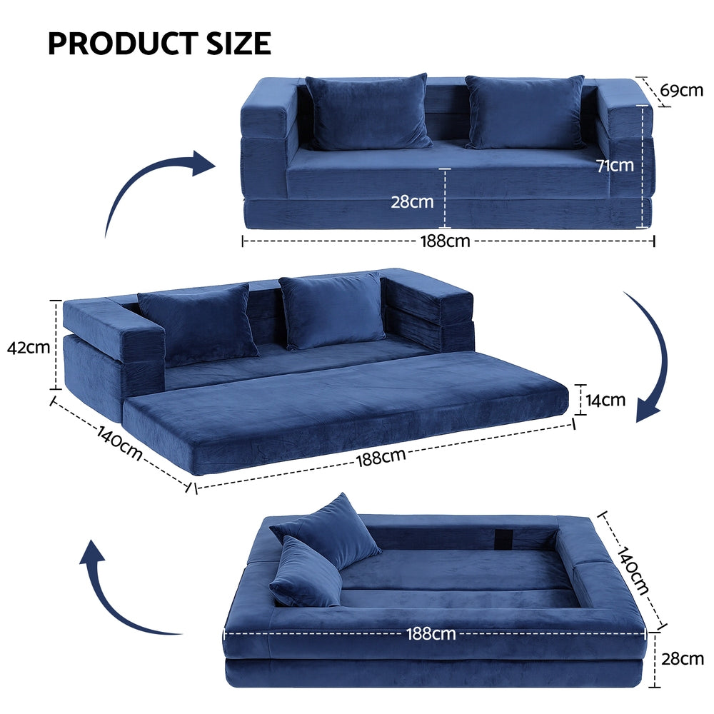 Artiss Convertible Folding Sofa Bed Pull Out Mattress Foldable Lounge Couch Chair