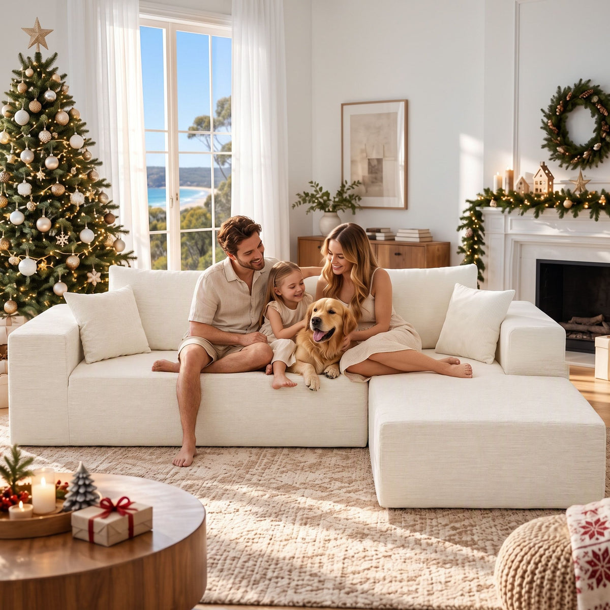 Artiss Modular Sectional Sofa 4-Seater L-Shaped Boneless Sofa Bed Chaise Lounge
