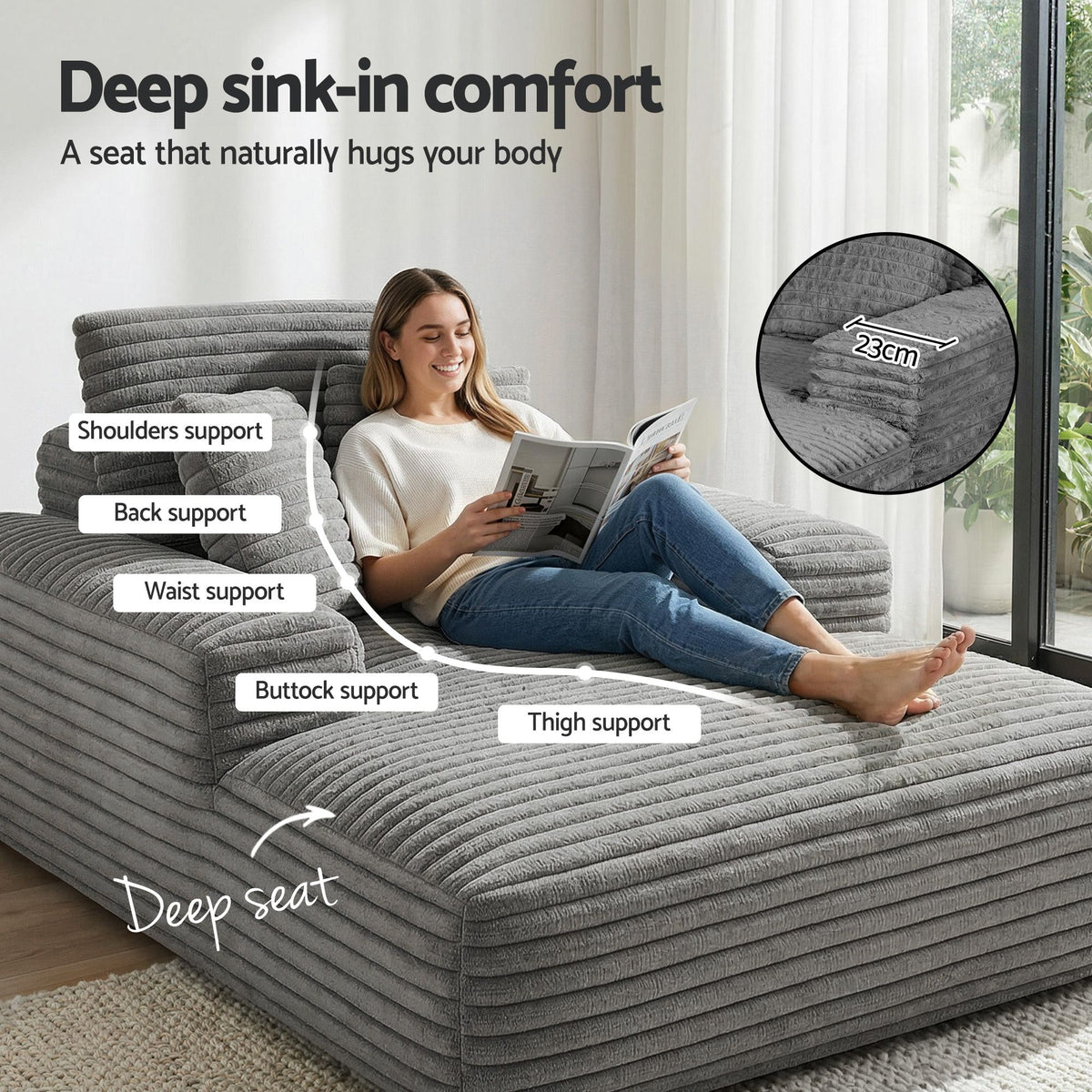 Artiss Sofa Bed Lounge Chair Recliner Couch Reading Chairs Sleeper Cloud Sofas