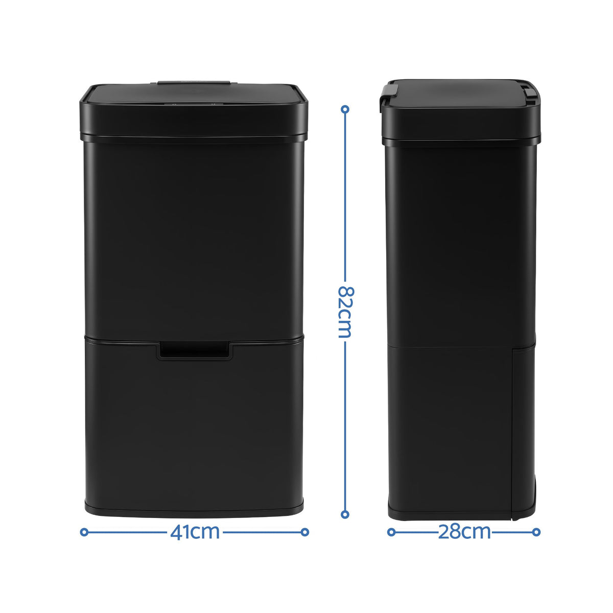 Devanti 72L Sensor Bin Rubbish Bins 4-in-1 Compartment Stainless Steel Trash Can Black