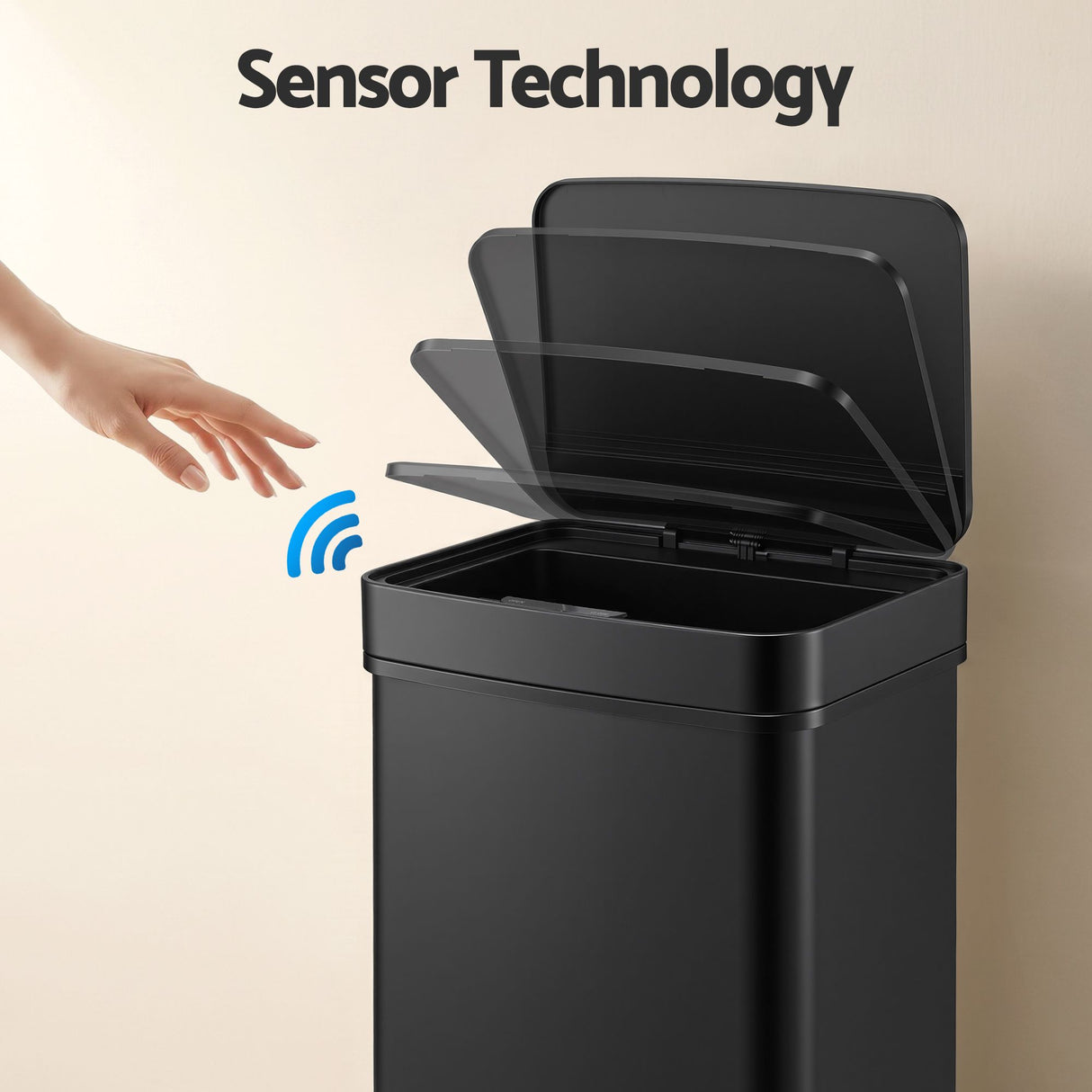 Devanti 72L Sensor Bin Rubbish Bins 4-in-1 Compartment Stainless Steel Trash Can Black