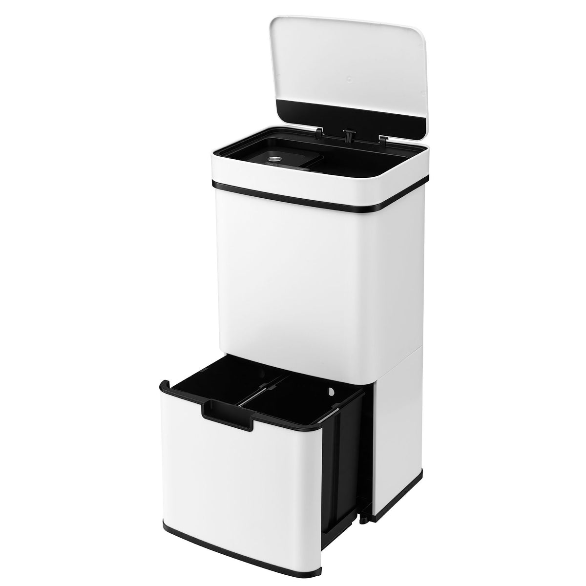 Devanti 72L Sensor Bin Rubbish Bins 4-in-1 Compartment Stainless Steel Trash Can White