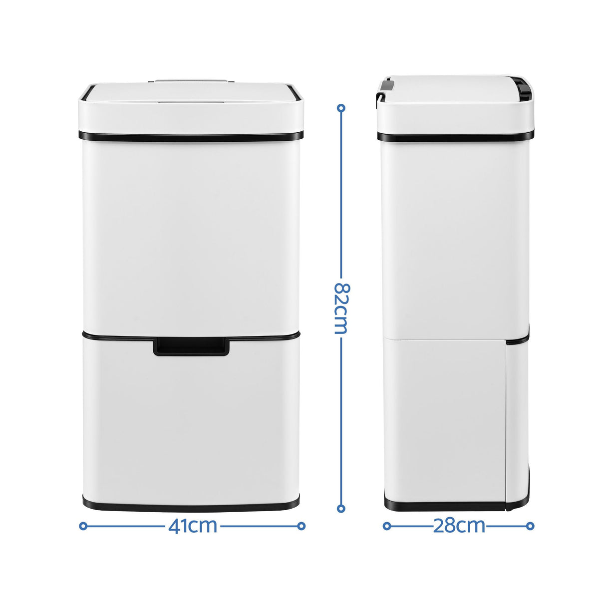 Devanti 72L Sensor Bin Rubbish Bins 4-in-1 Compartment Stainless Steel Trash Can White