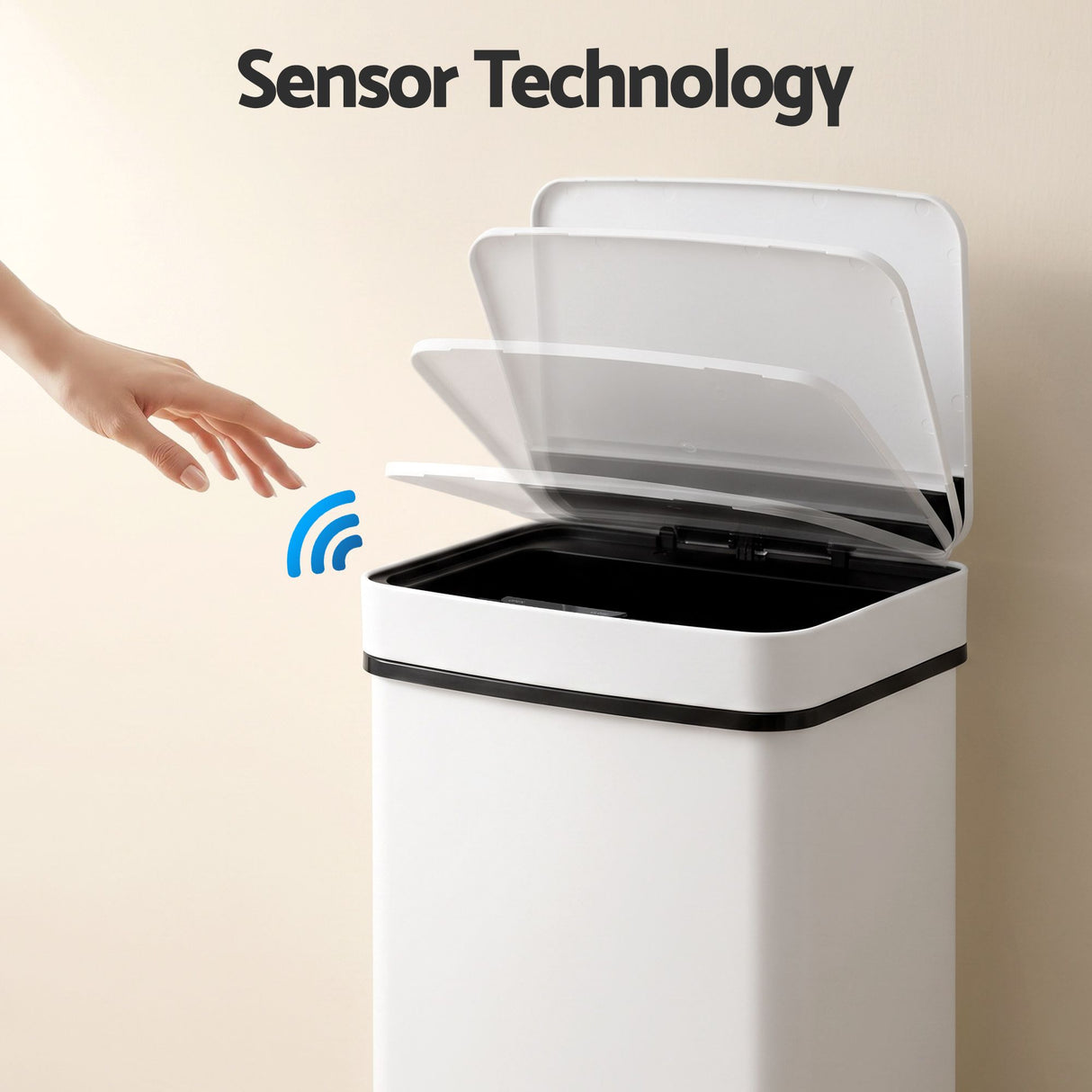 Devanti 72L Sensor Bin Rubbish Bins 4-in-1 Compartment Stainless Steel Trash Can White