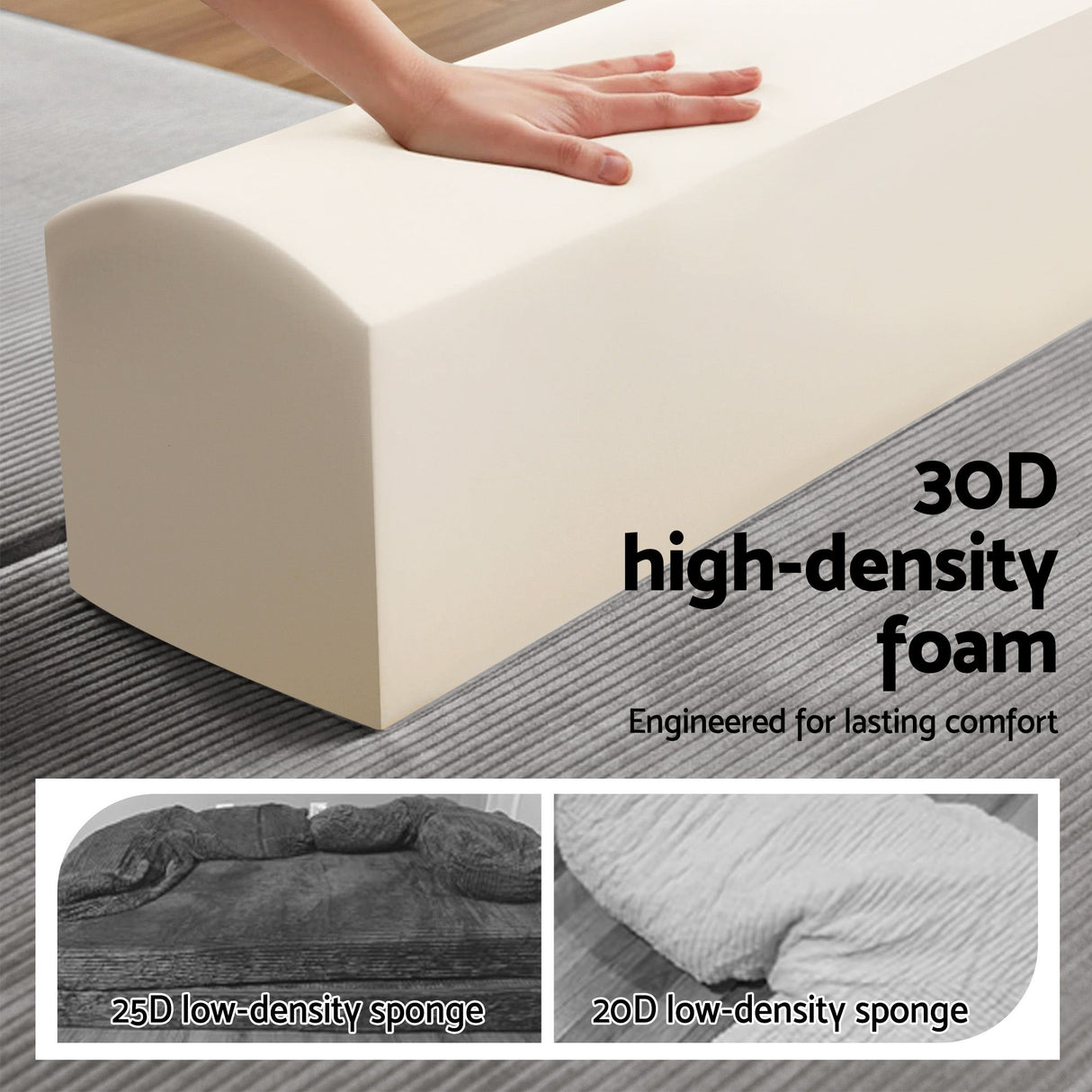 Convertible Folding Sofa Bed in Corduroy Grey