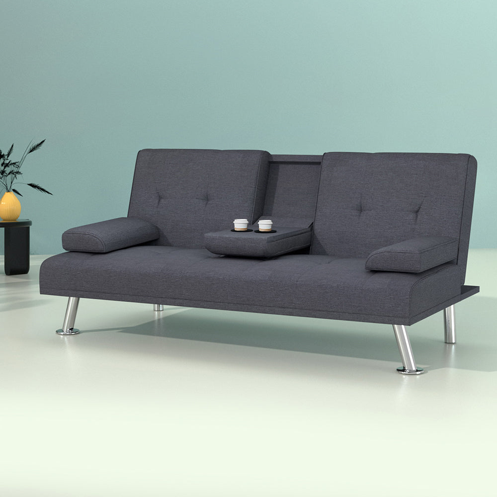 3-Seater Sofa Bed Dark Grey