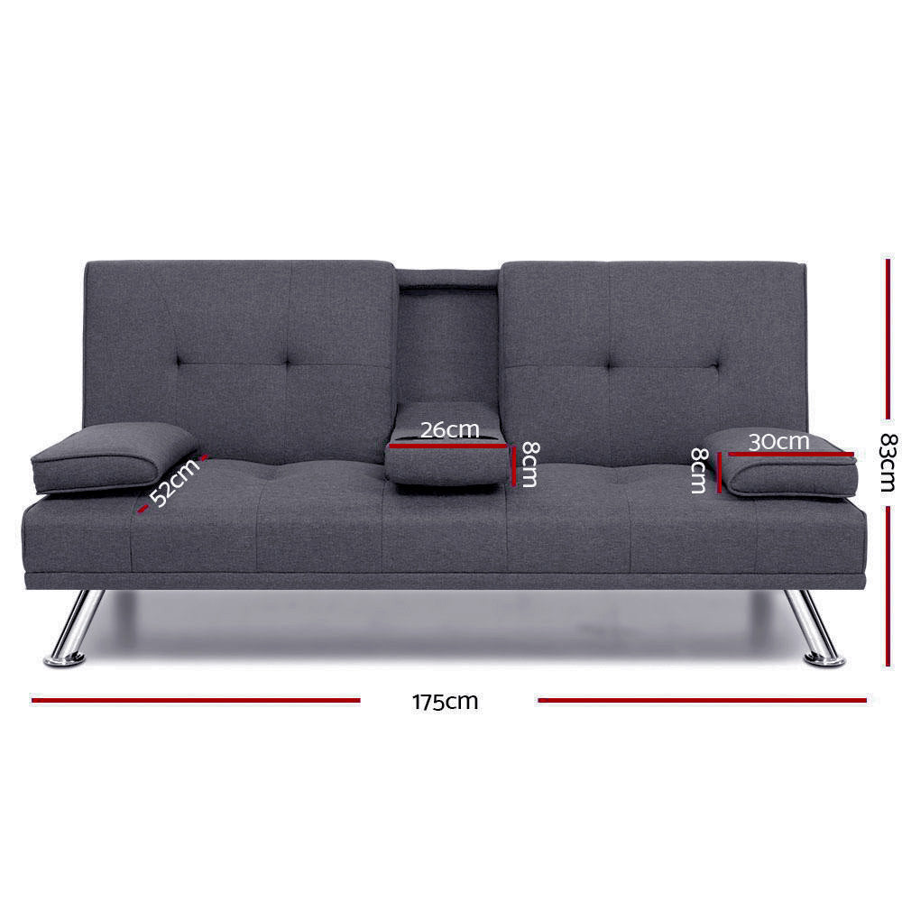 3-Seater Sofa Bed Dark Grey
