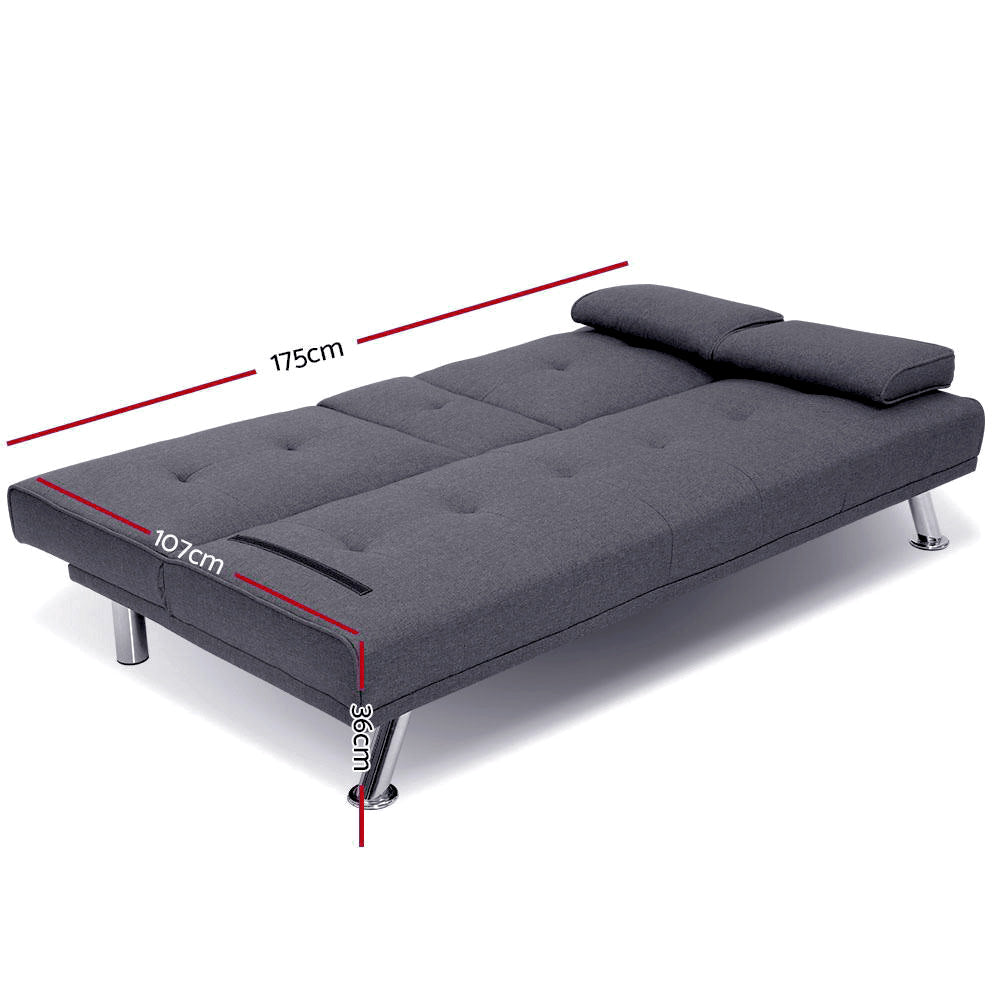 3-Seater Sofa Bed Dark Grey