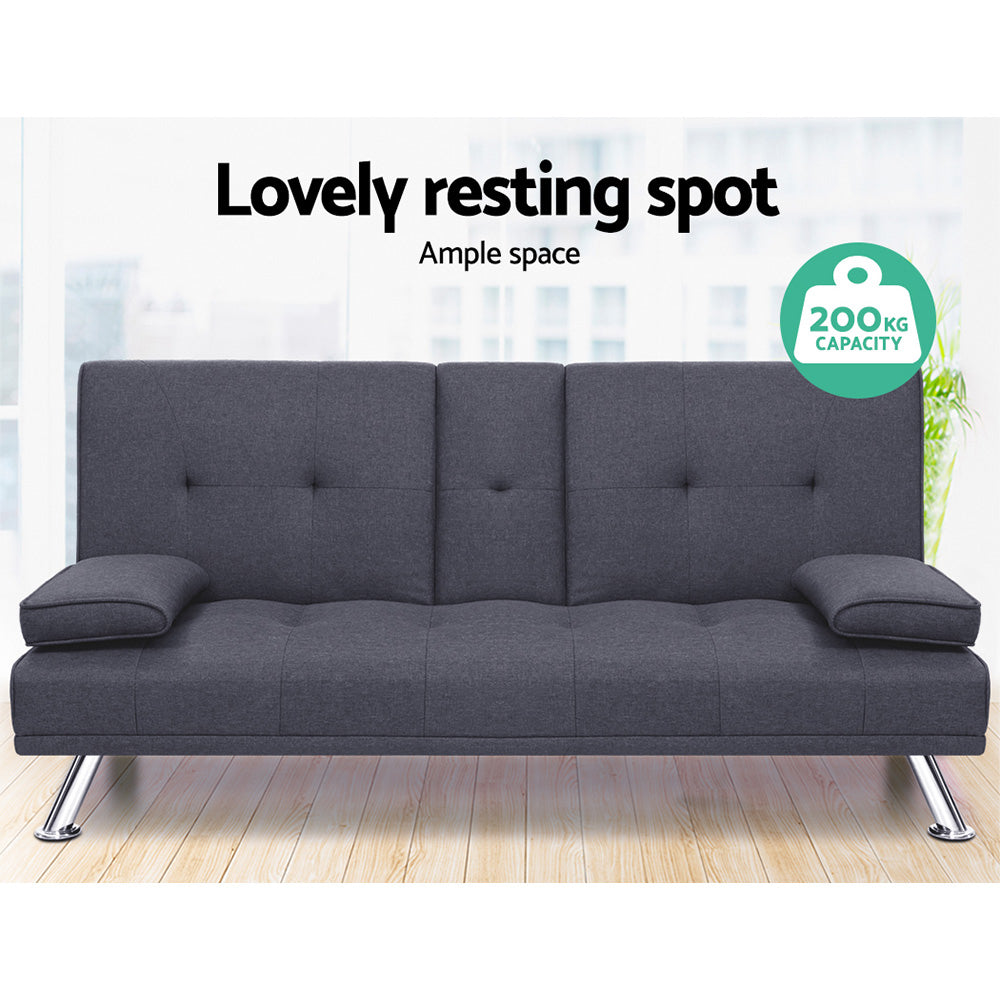 3-Seater Sofa Bed Dark Grey