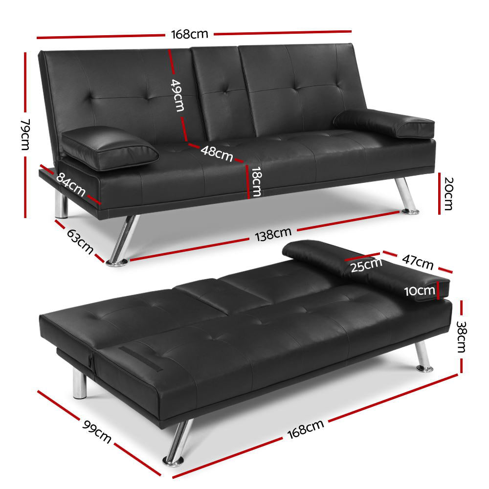 3-Seater Futon Black