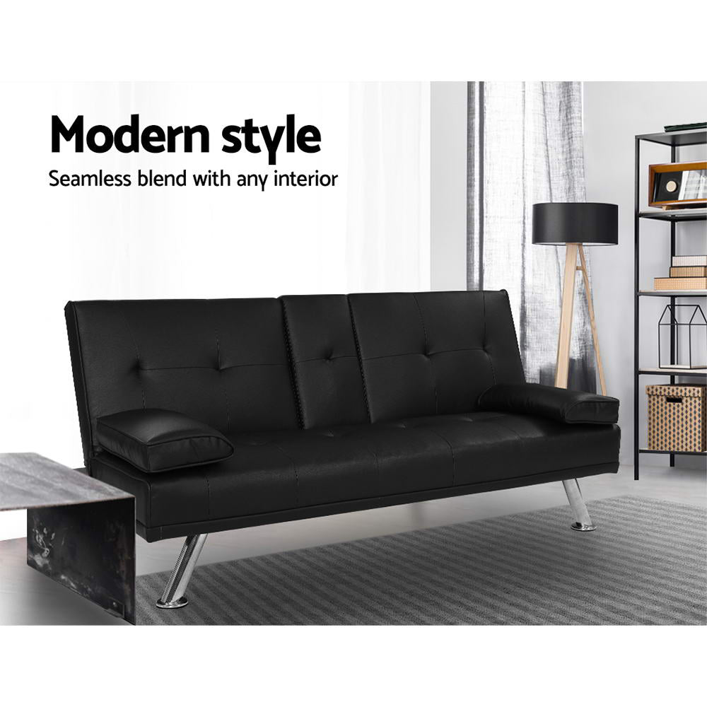 3-Seater Futon Black