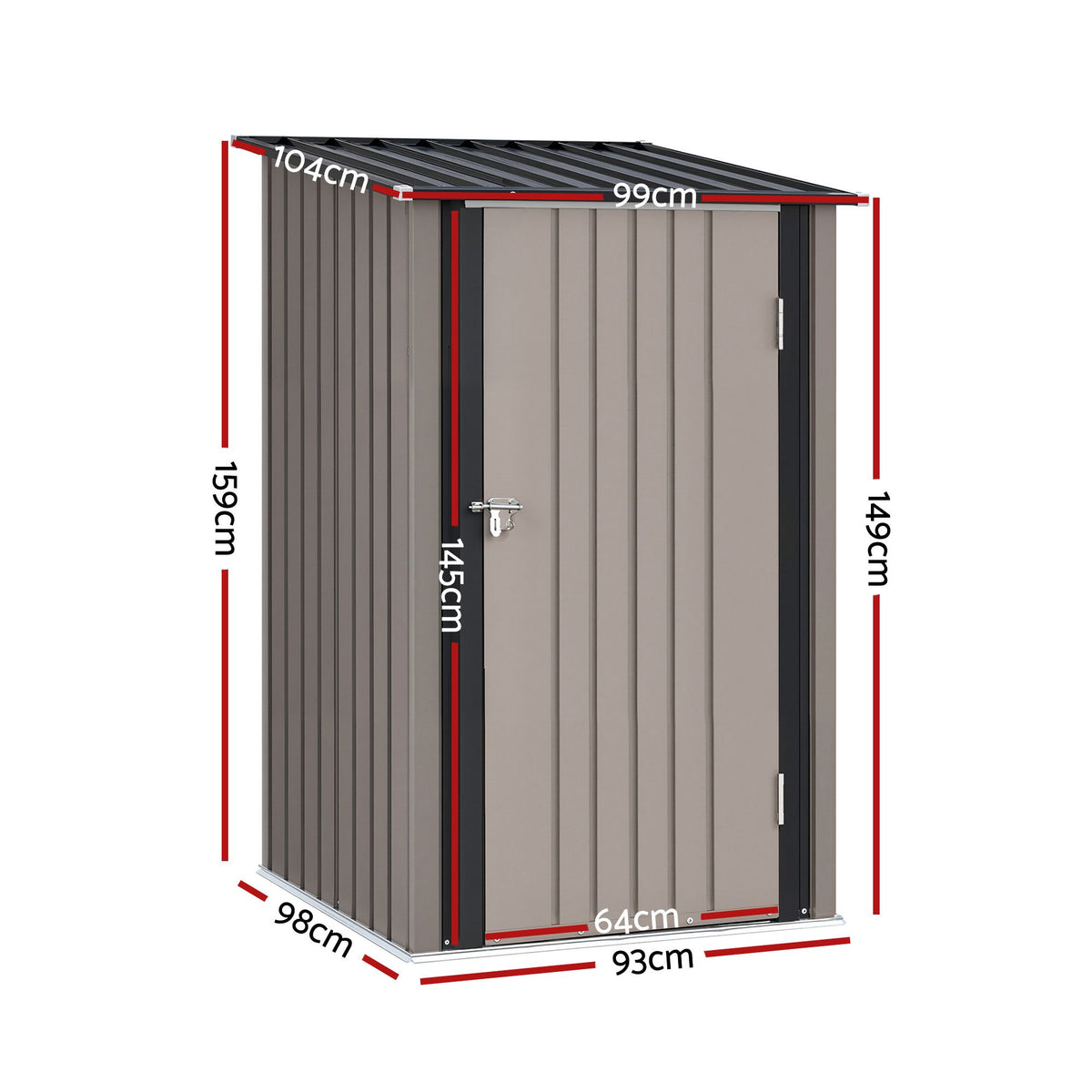 Giantz Garden Shed Outdoor Storage Metal Tool Shed Steel 99x104cm Brown