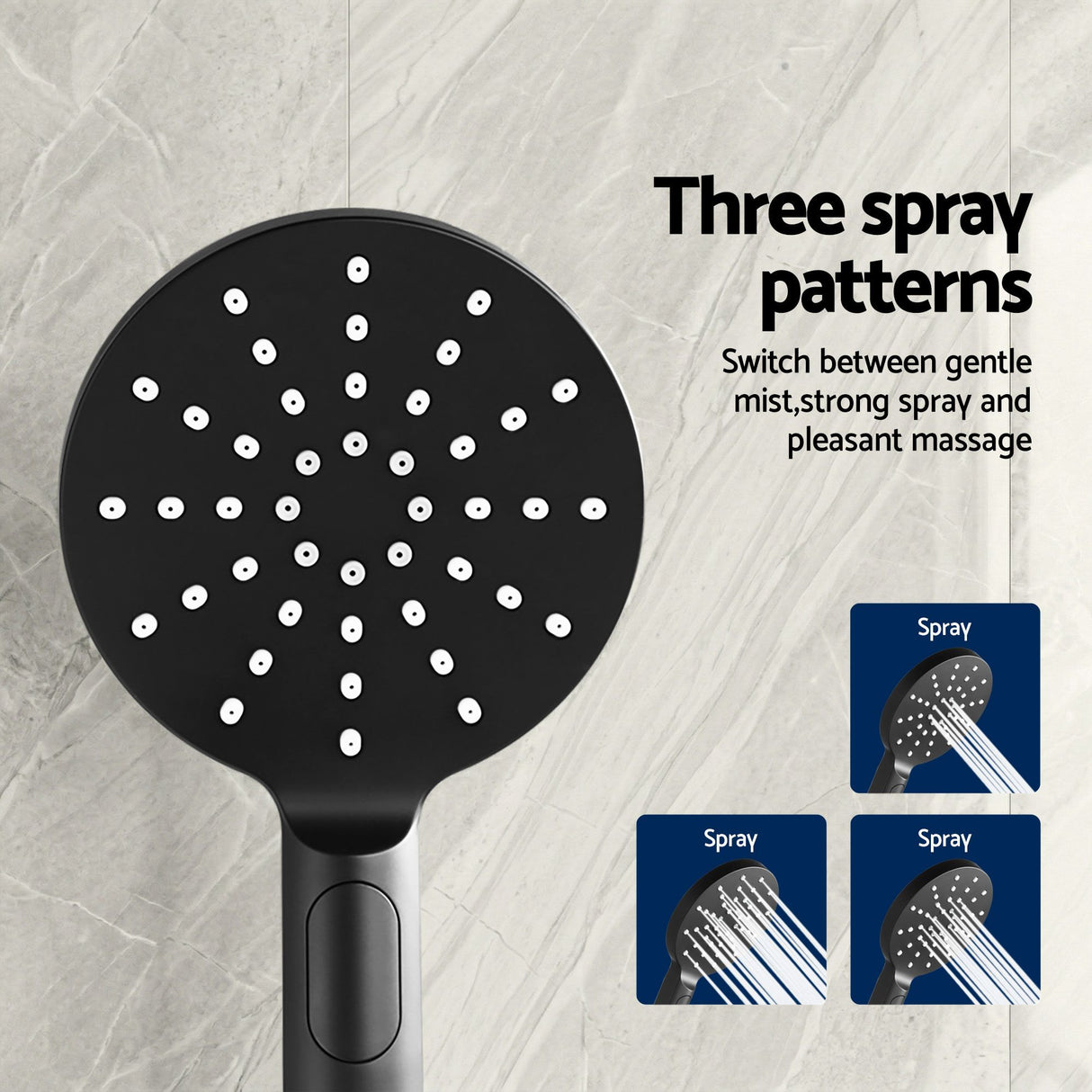 Cefito 9'' Rain Shower Head Set Handheld Round High Pressure Twins Tap Chrome