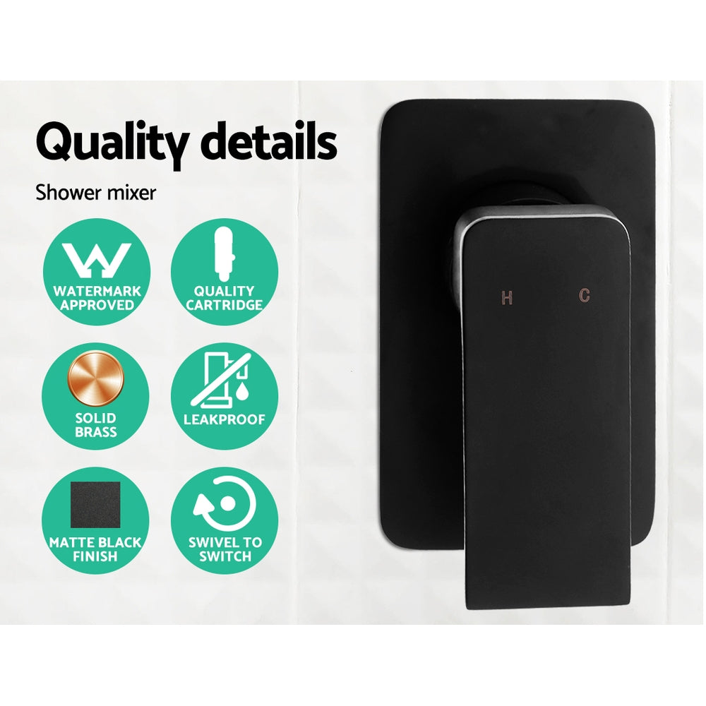 Cefito 8'' Rain Shower Head Set Handheld Square High Pressure Mixer Tap Black