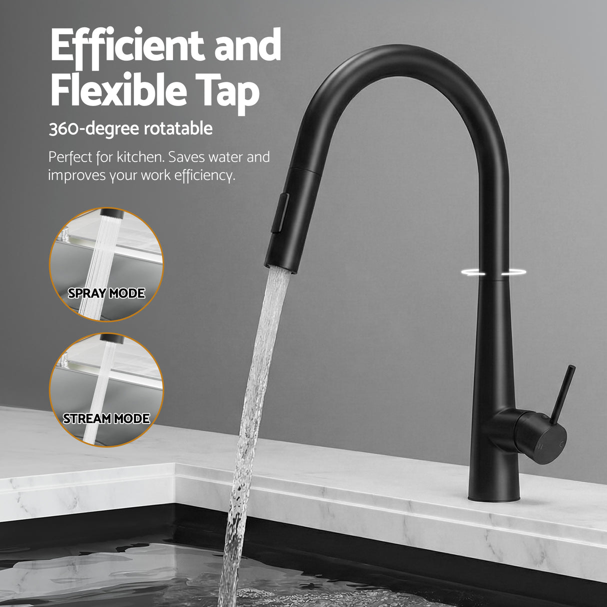 Cefito Stainless Steel Sink 100x45CM With Pull Out Mixer Tap Kitchen Basin Double Bowl Black