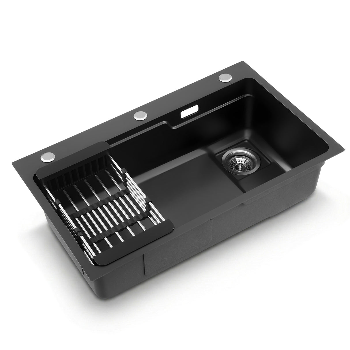 Cefito Kitchen Sink 75X45CM Stainless Steel Basin Single Bowl Drain Part Black