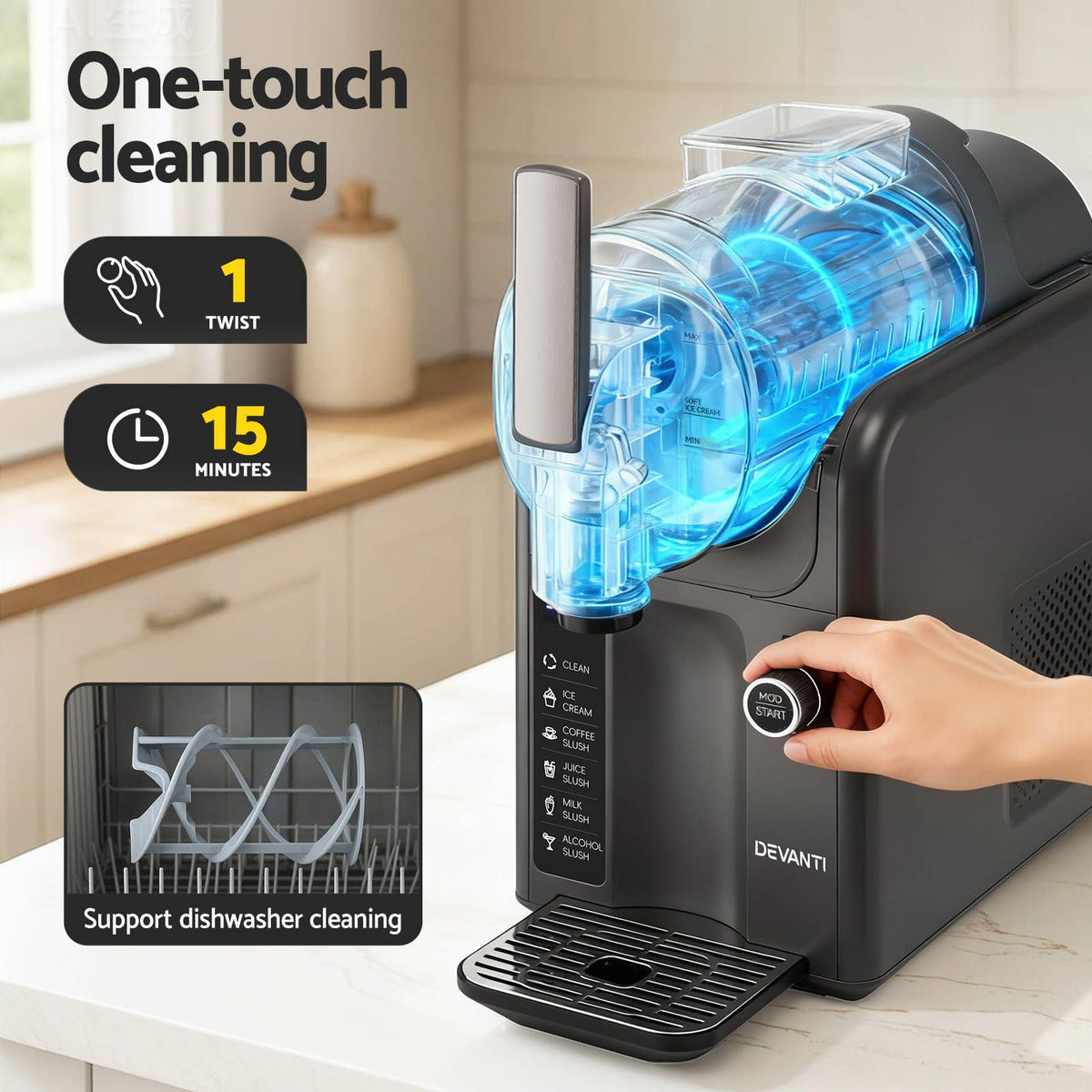 Devanti Slushie Machine Ice Cream Maker 2L Grey