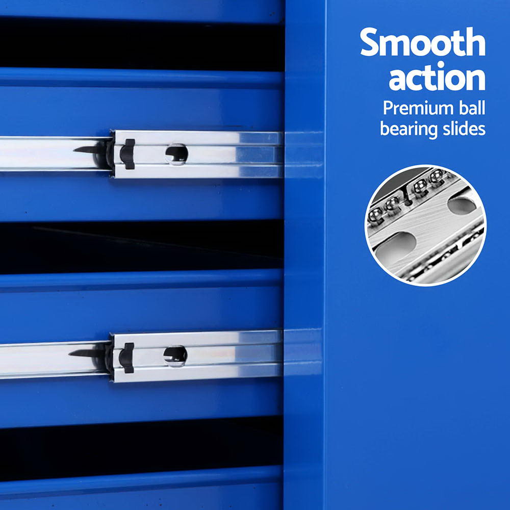 Giantz 15 Drawers Tool Chest Trolley Toolbox 2-in-1 Storage Blue