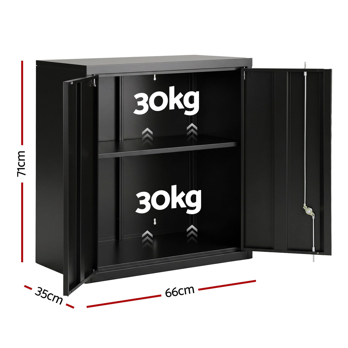 Giantz Steel Tool Cabinet Wall Mount Adjustable Shelf Garage Storage Lockable Black