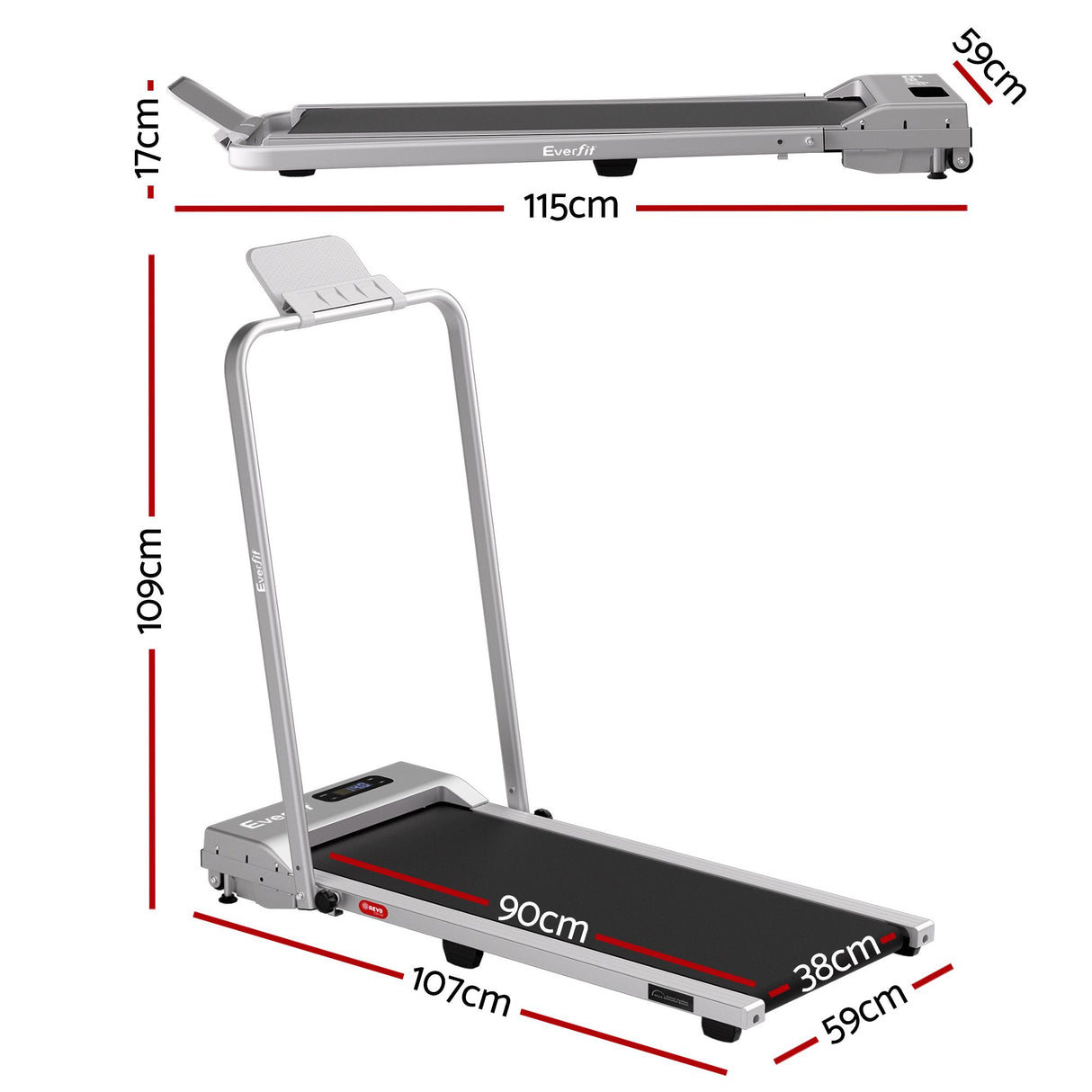 Everfit 3 in 1 Walking Pad Treadmill 12% Incline Foldable Under Desk Treadmills for Home Gym With 38cm Wide Belt Silver