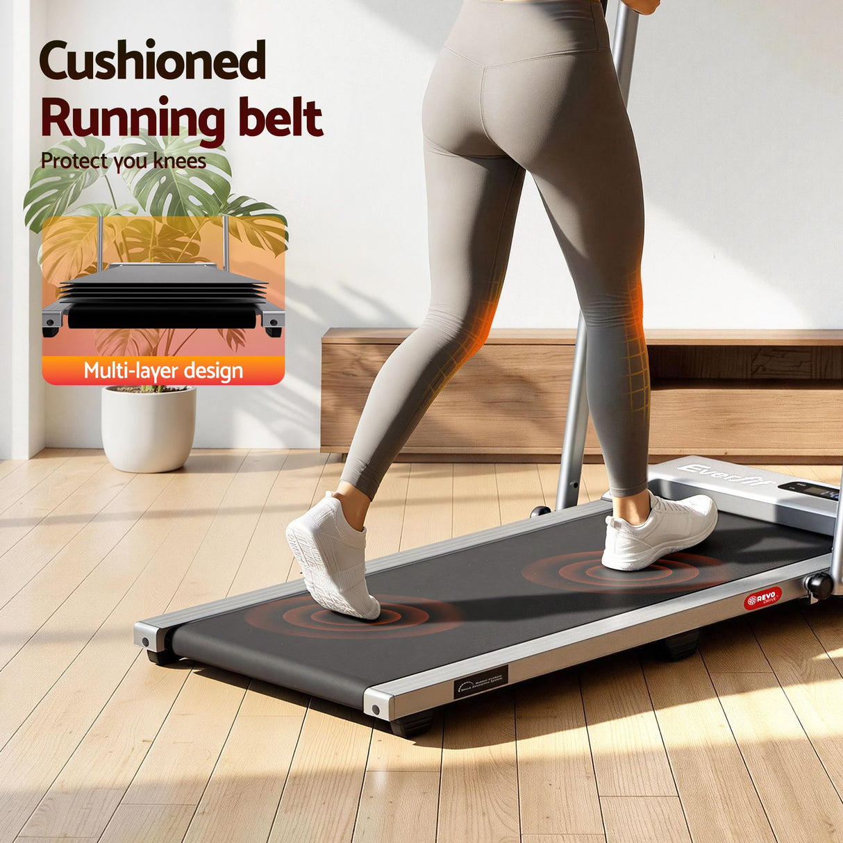 Everfit 3 in 1 Walking Pad Treadmill 12% Incline Foldable Under Desk Treadmills for Home Gym With 38cm Wide Belt Silver