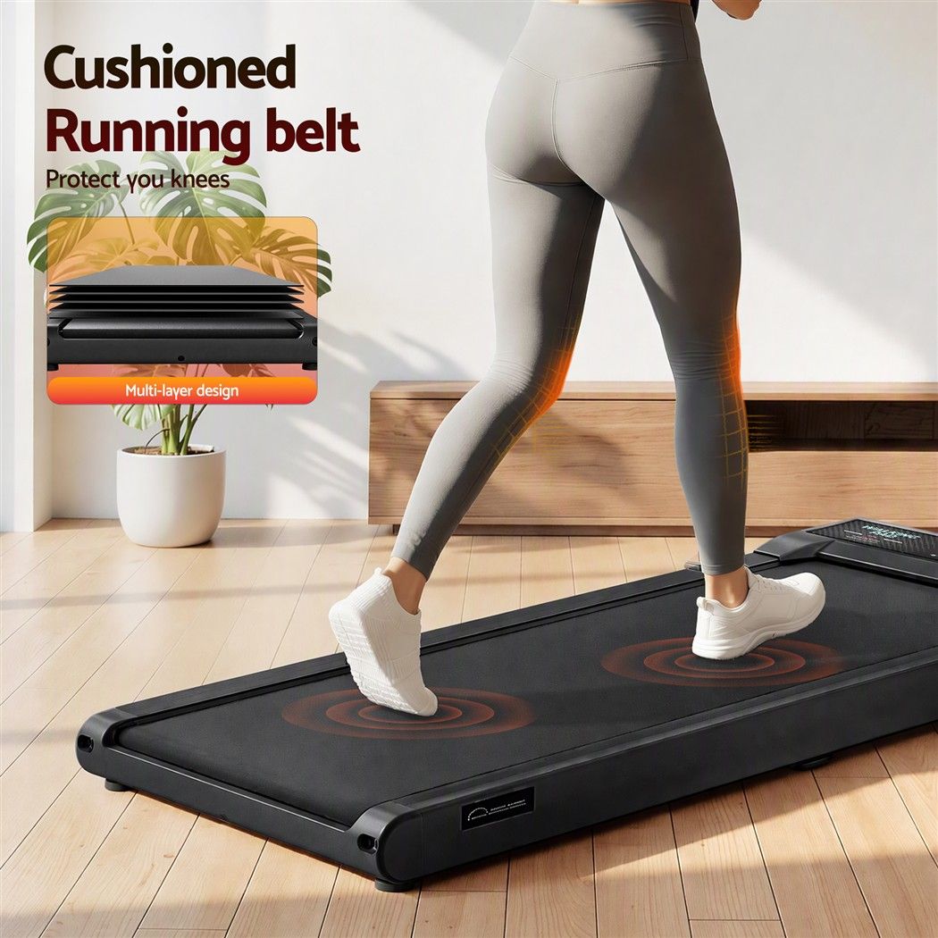 Everfit 5 in 1 Vibration Walking Pad Under Desk Treadmill 10% Incline 400mm Belt Home Gym Black