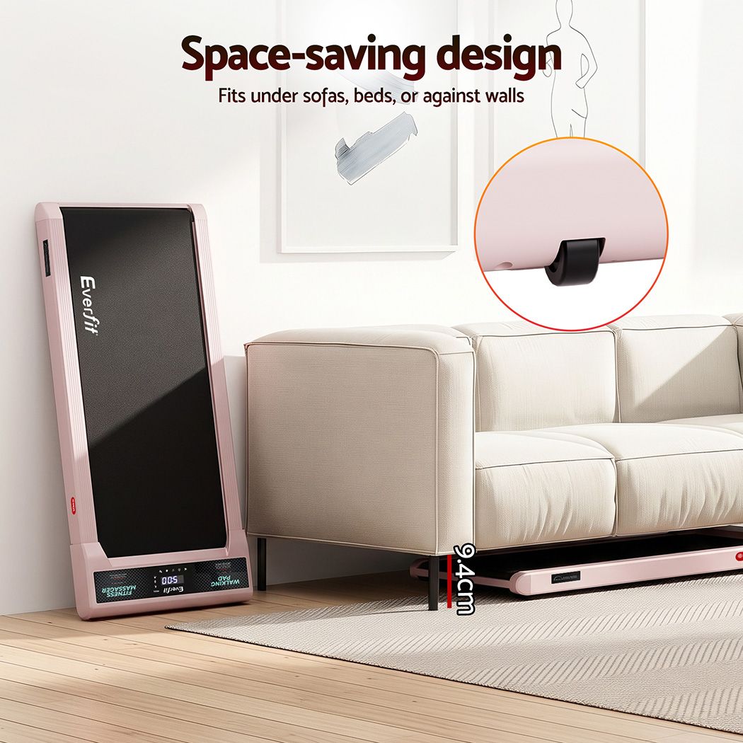 Everfit 5 in 1 Vibration Walking Pad Under Desk Treadmill 10% Incline 400mm Belt Home Gym Pink
