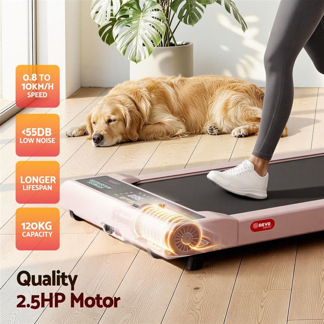 Everfit 5 in 1 Vibration Walking Pad Under Desk Treadmill 10% Incline 400mm Belt Home Gym Pink