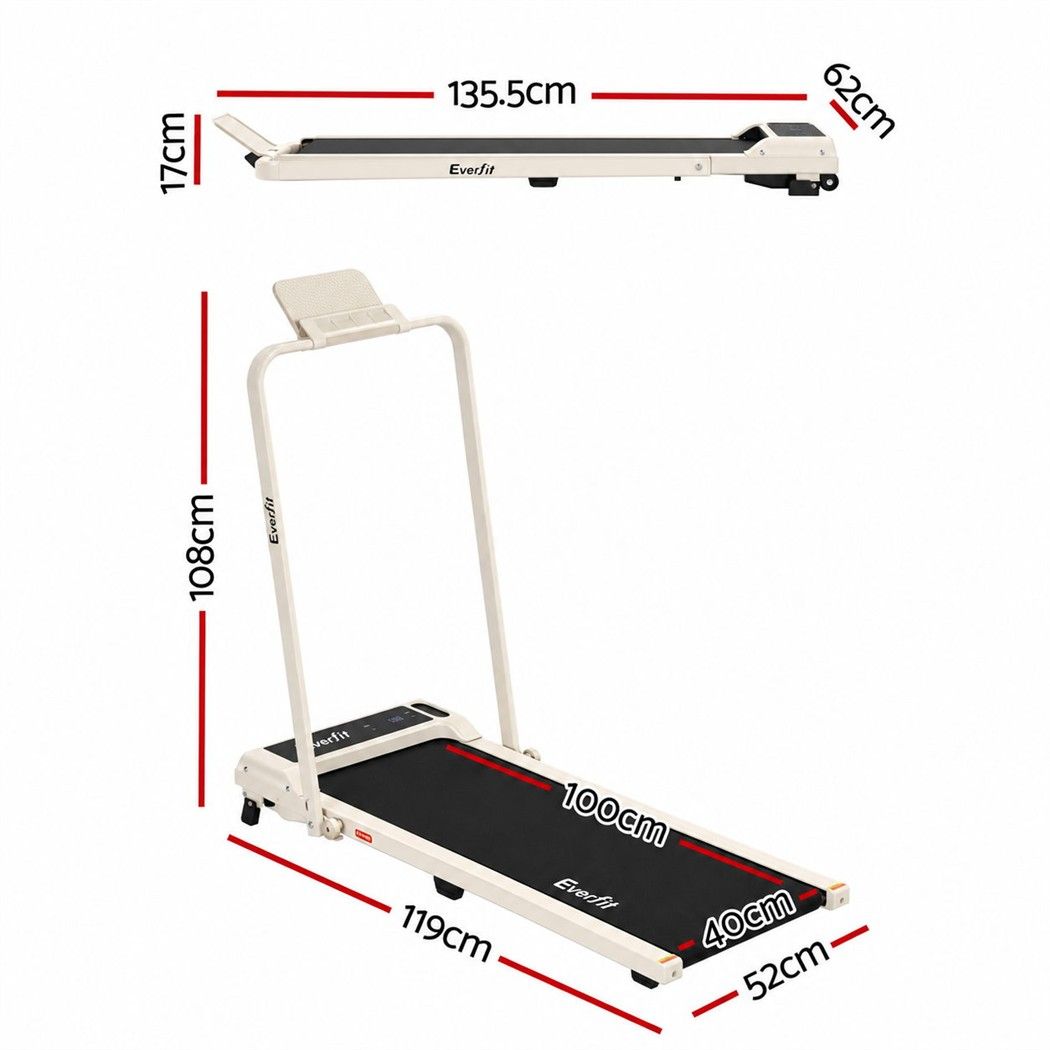 Everfit 3 in 1 Walking Pad Treadmill 12% Incline Foldable Under Desk Treadmills 40cm Belt Beige