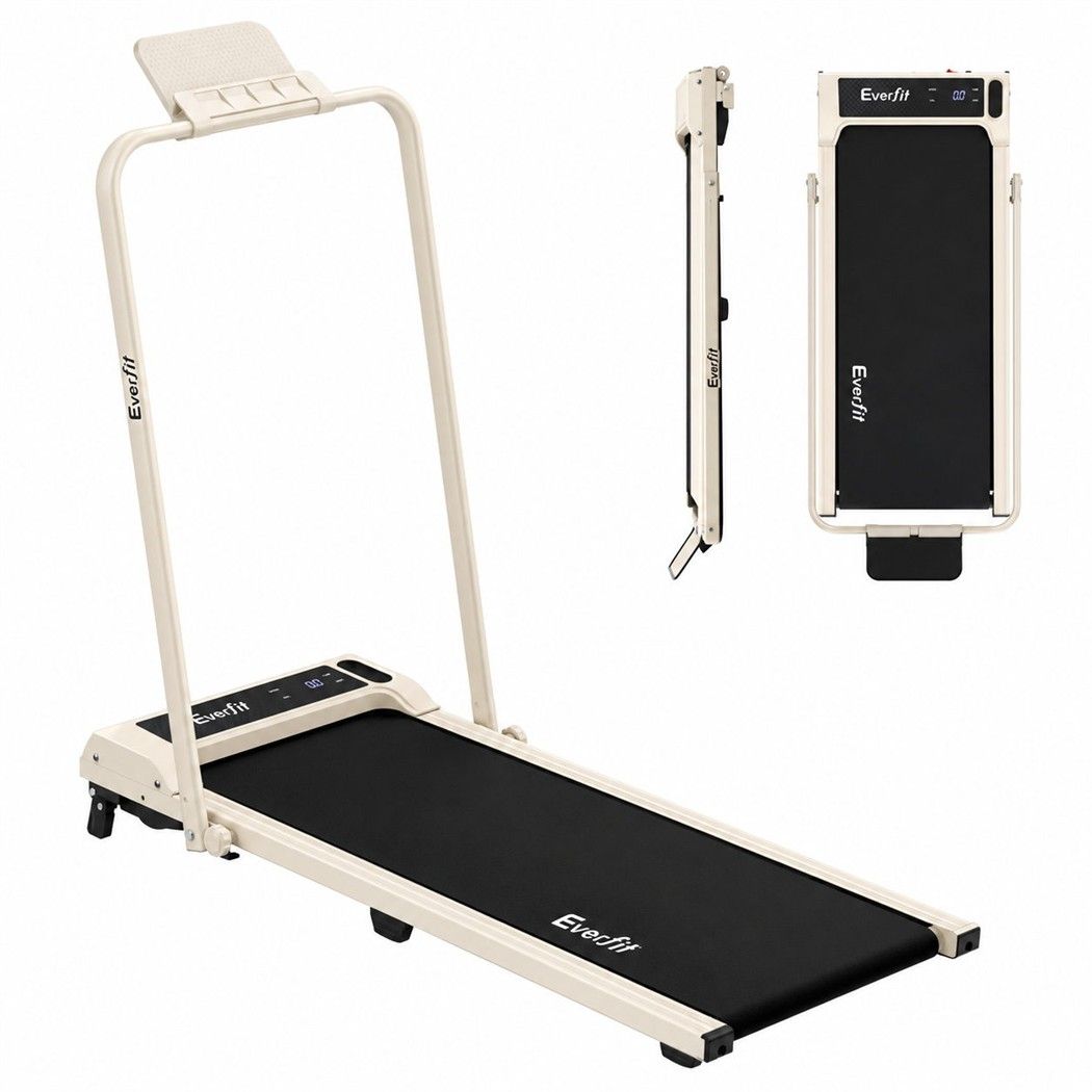 Everfit 3 in 1 Walking Pad Treadmill 12% Incline Foldable Under Desk Treadmills 40cm Belt Beige