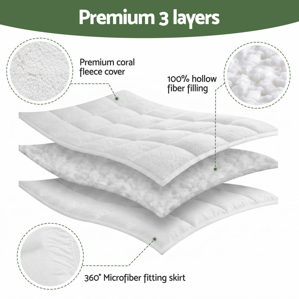 Giselle Bedding Queen Mattress Topper 5cm Coral Fleece