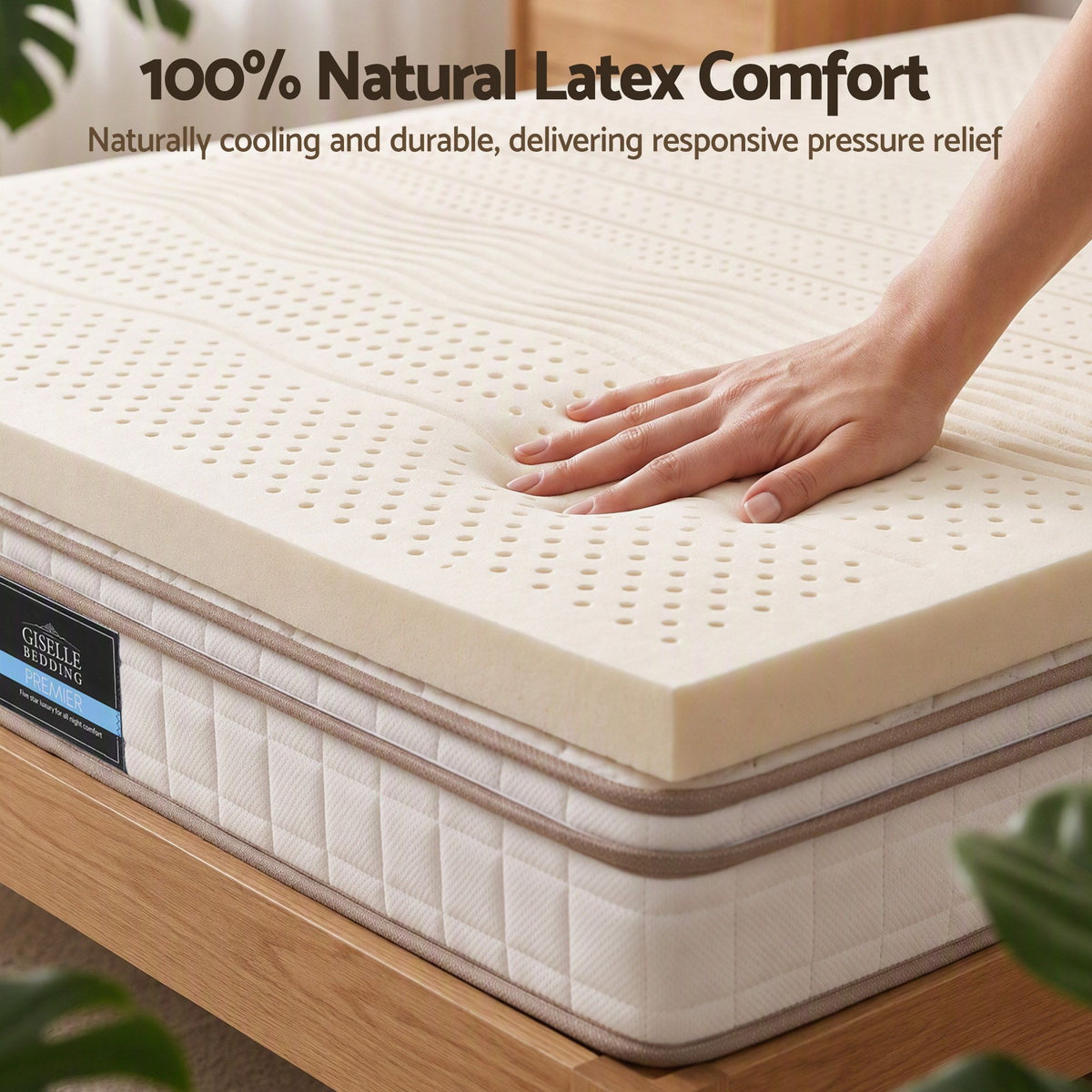 Giselle Bedding King Latex Mattress Topper 7-Zone Natural Latex Core Breathable 5cm