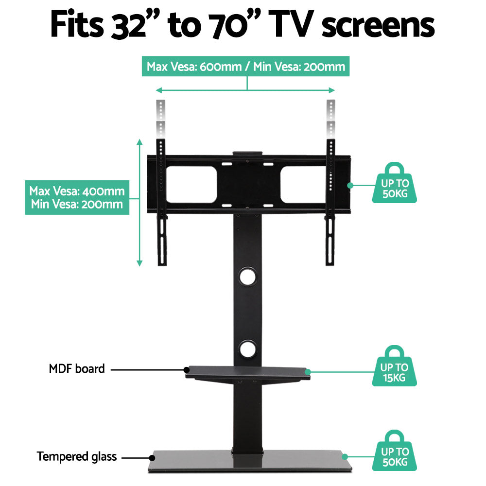TV Stand Mount Bracket for 32"-70" LED LCD 2 Tiers Storage Floor Shelf