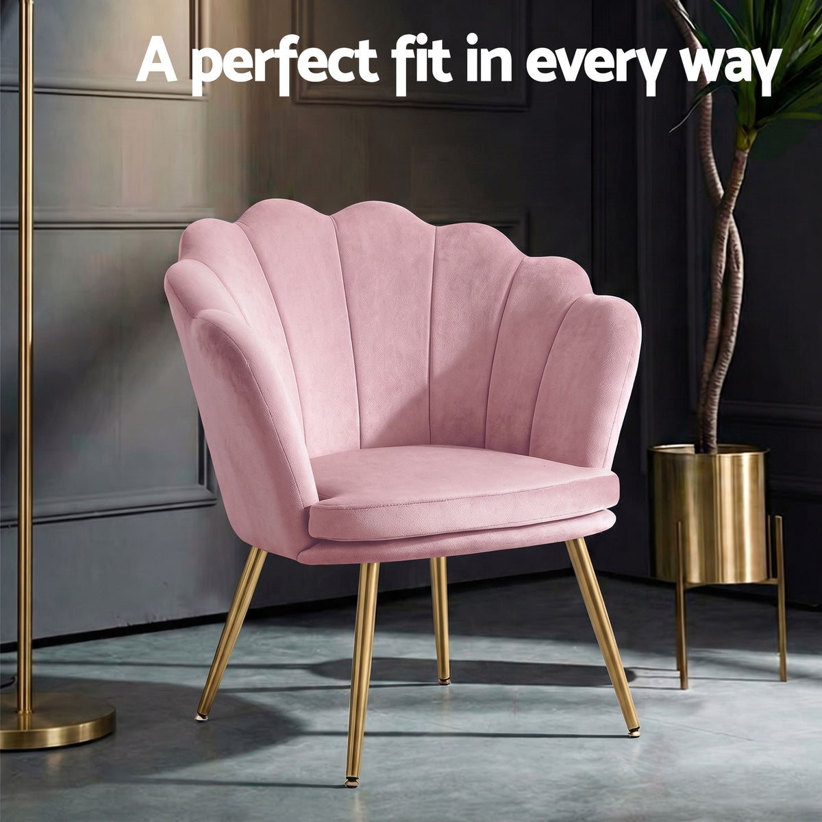 Artiss Armchair Velvet Dining Nursing Lounge Chair Metal Legs Pink