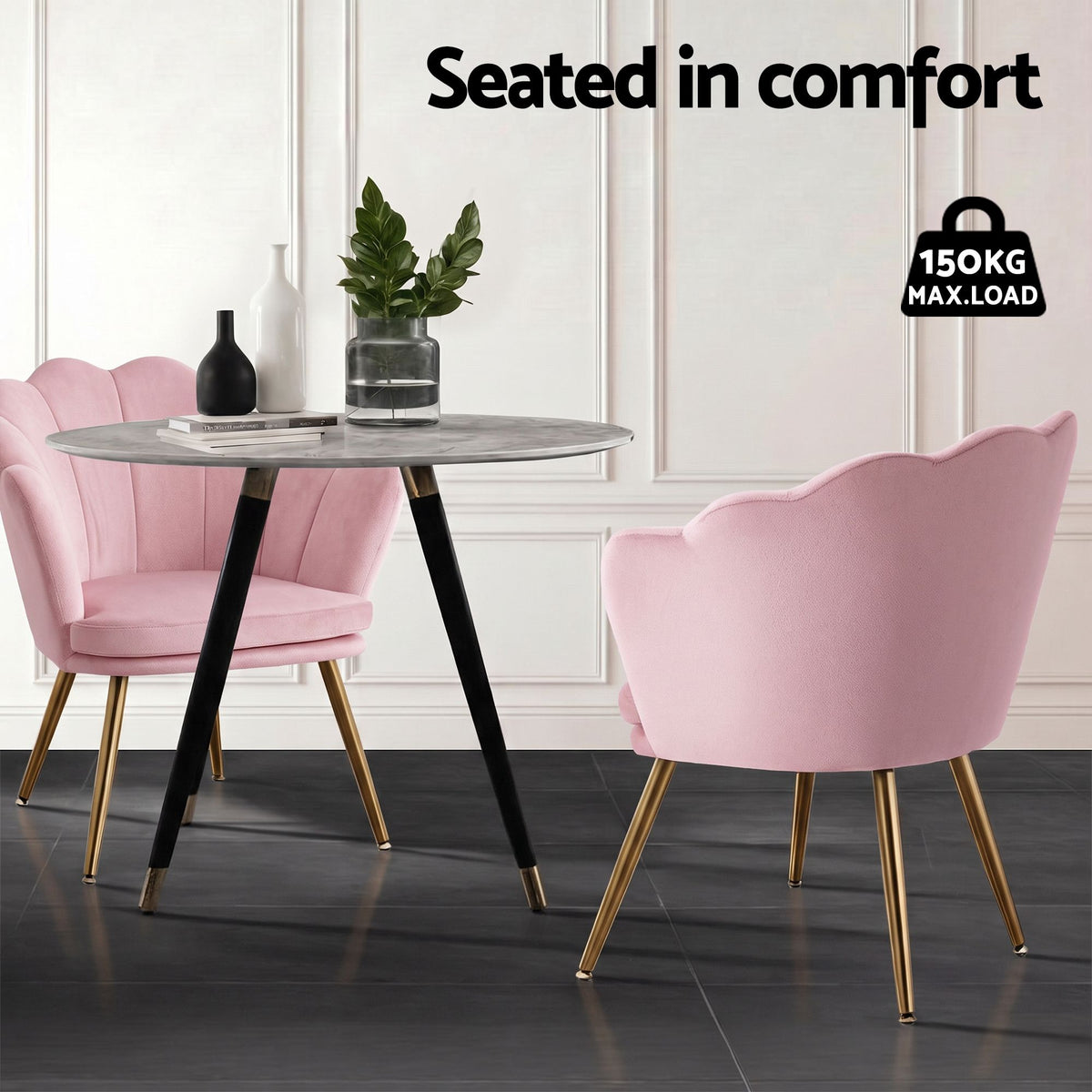 Artiss Armchair Velvet Dining Nursing Lounge Chair Metal Legs Pink
