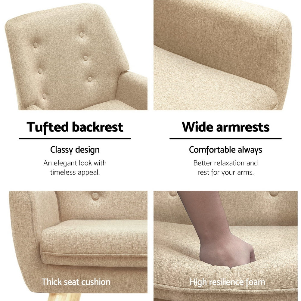Artiss Armchair Linen Fabric Anne Beige