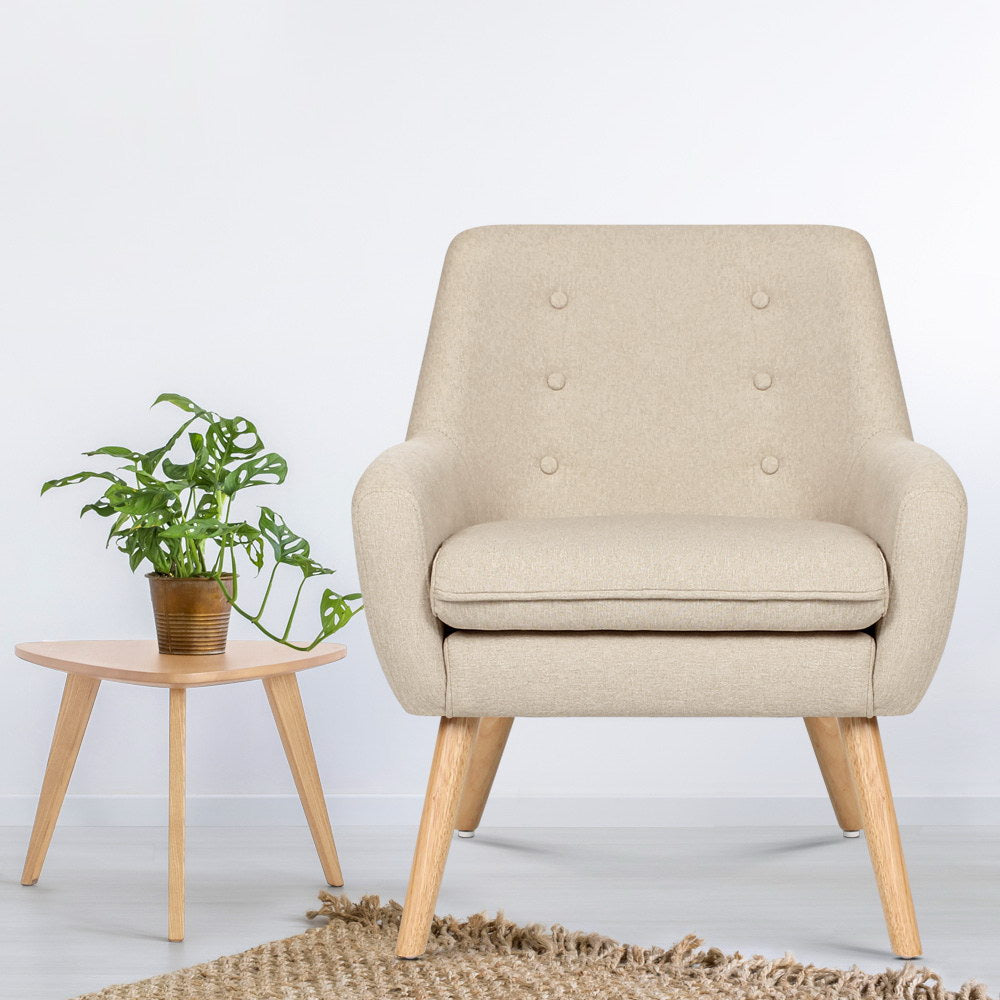 Artiss Armchair Linen Fabric Anne Beige