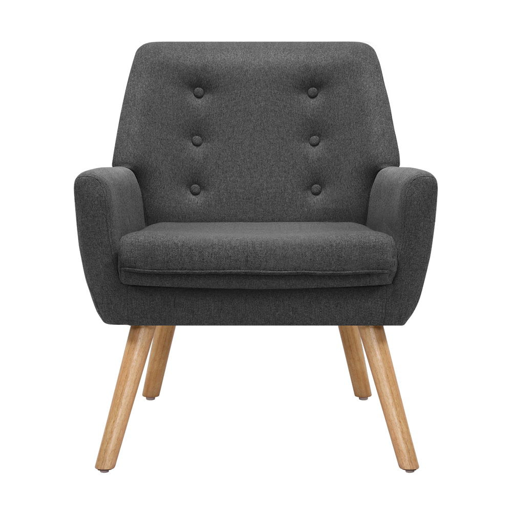 Artiss Armchair Linen Fabric Anne Charcoal