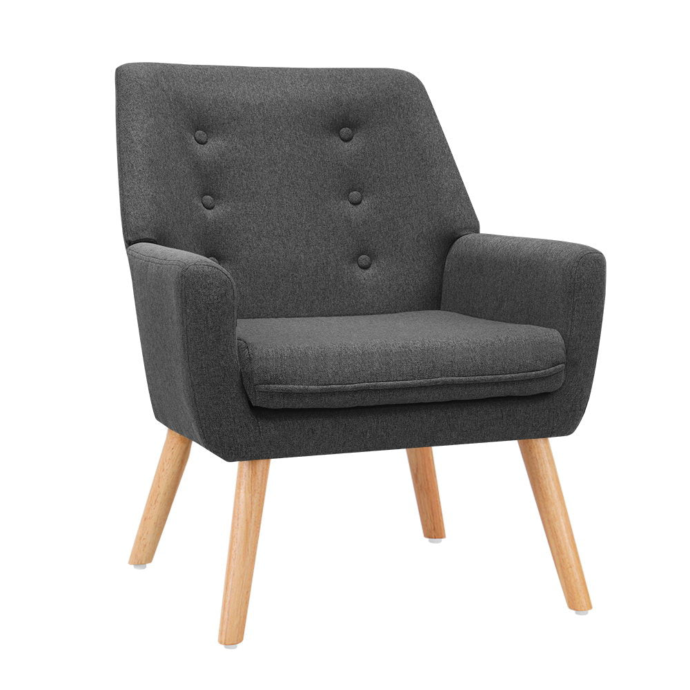 Artiss Armchair Linen Fabric Anne Charcoal