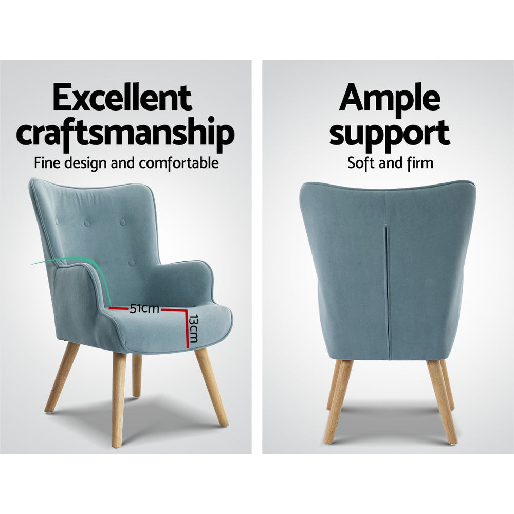 LANSAR Chair and Ottoman Blue