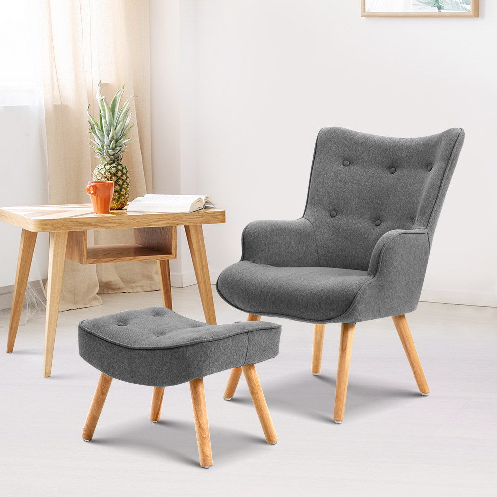 LANSAR Chair and Ottoman Grey