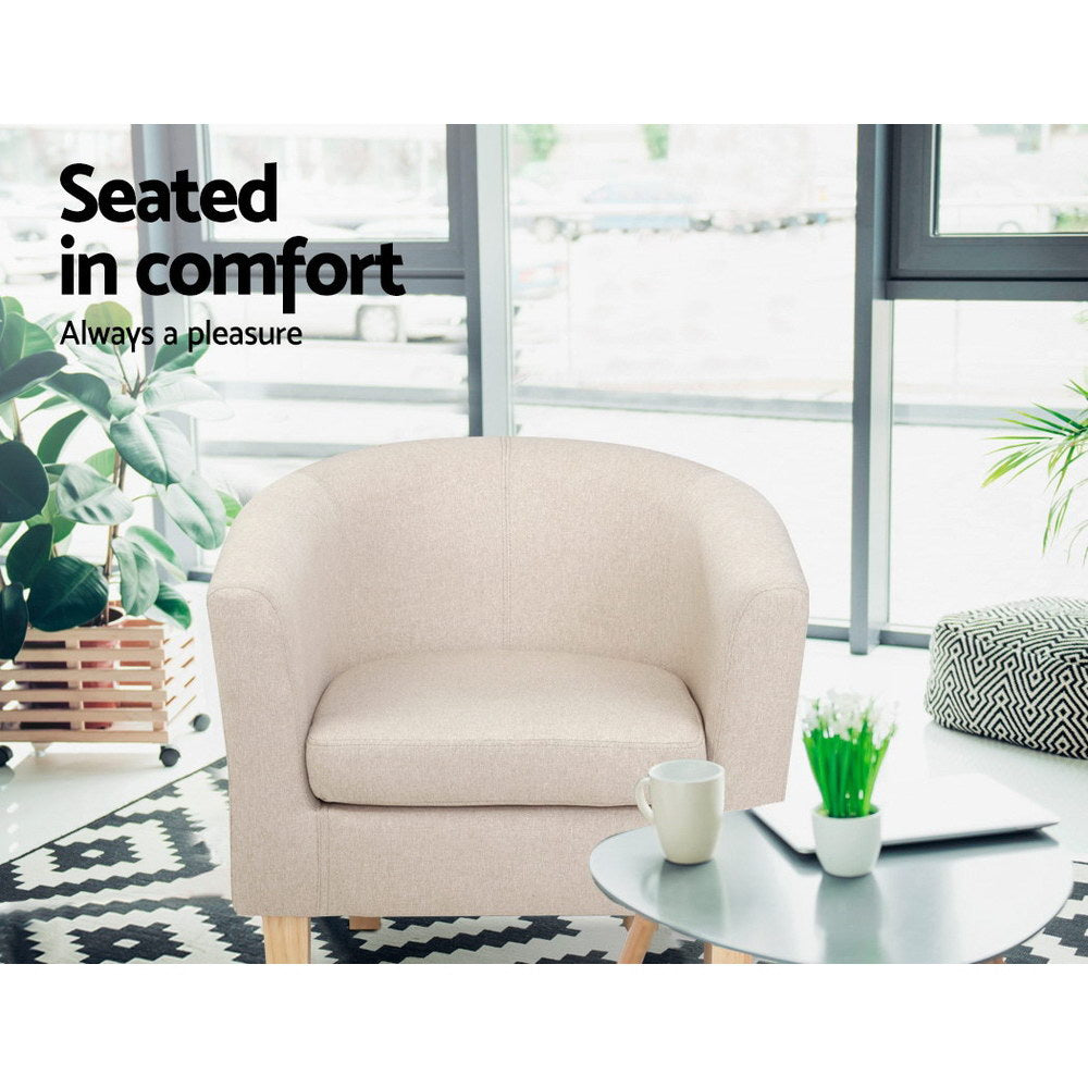 Artiss Armchair Tub Chair Beige Abby