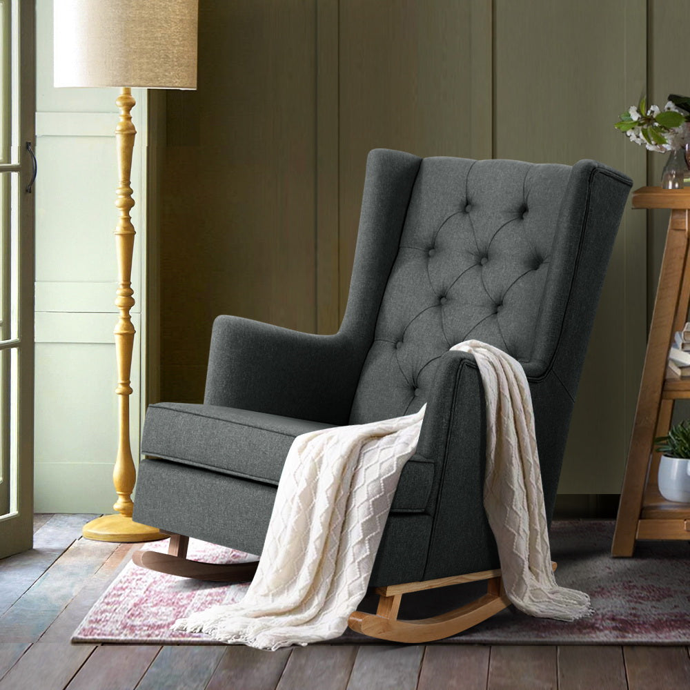 Tufted Wingback Gaia Rocking Chair