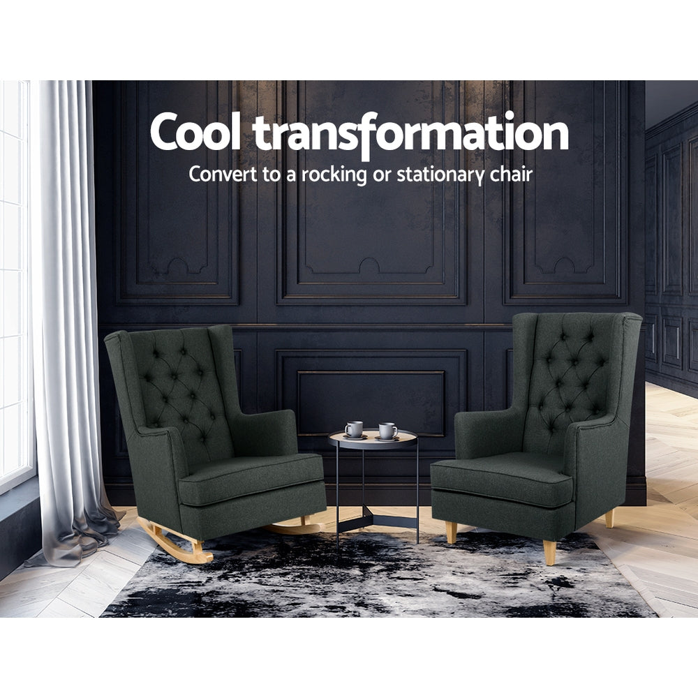 Tufted Wingback Gaia Rocking Chair