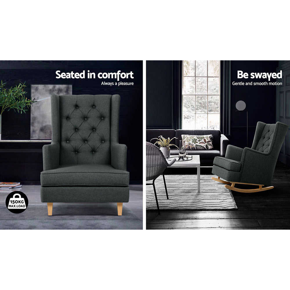 Tufted Wingback Gaia Rocking Chair